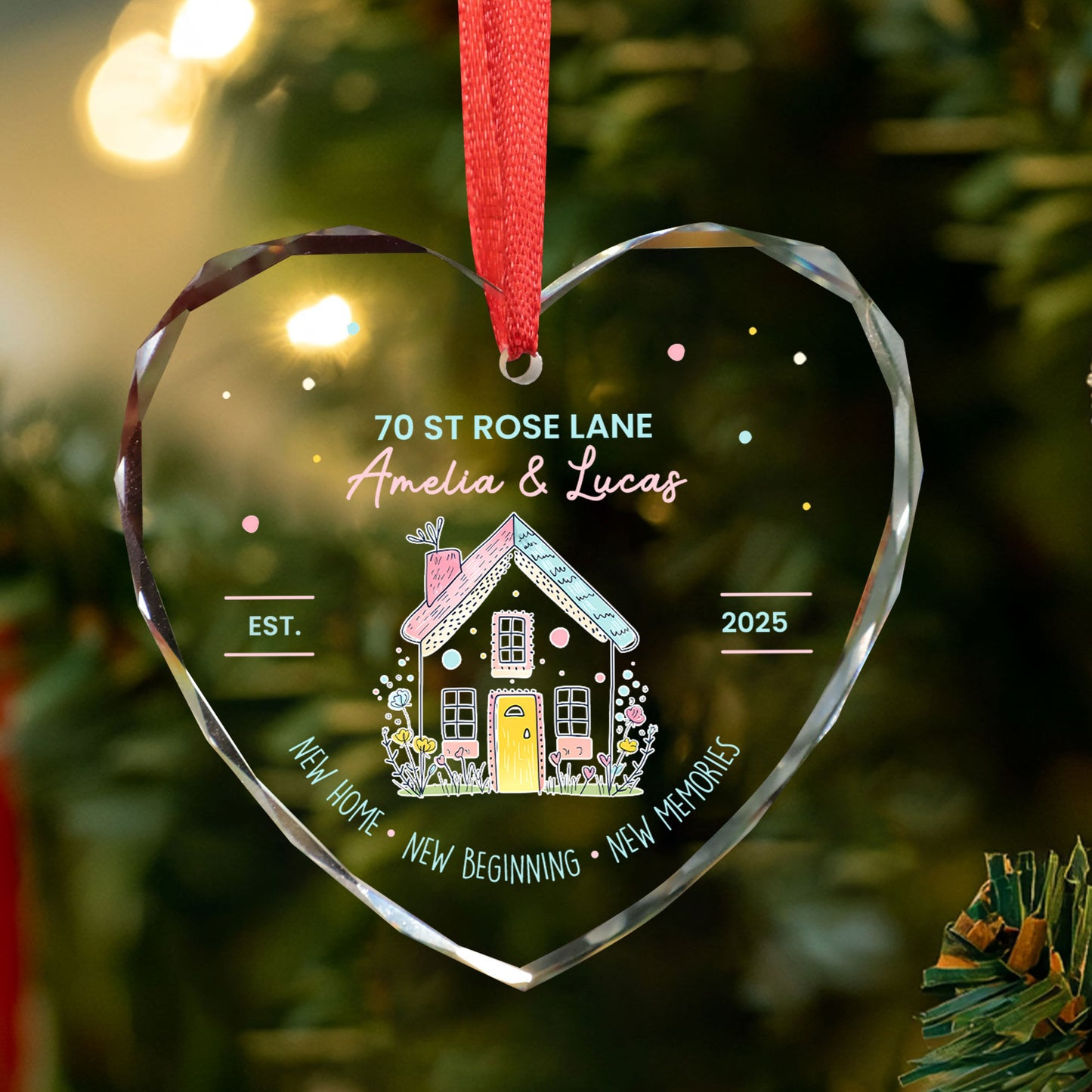 Personalized Christmas Ornaments, Heart Shaped Custom Ornaments For Couples Newlyweds