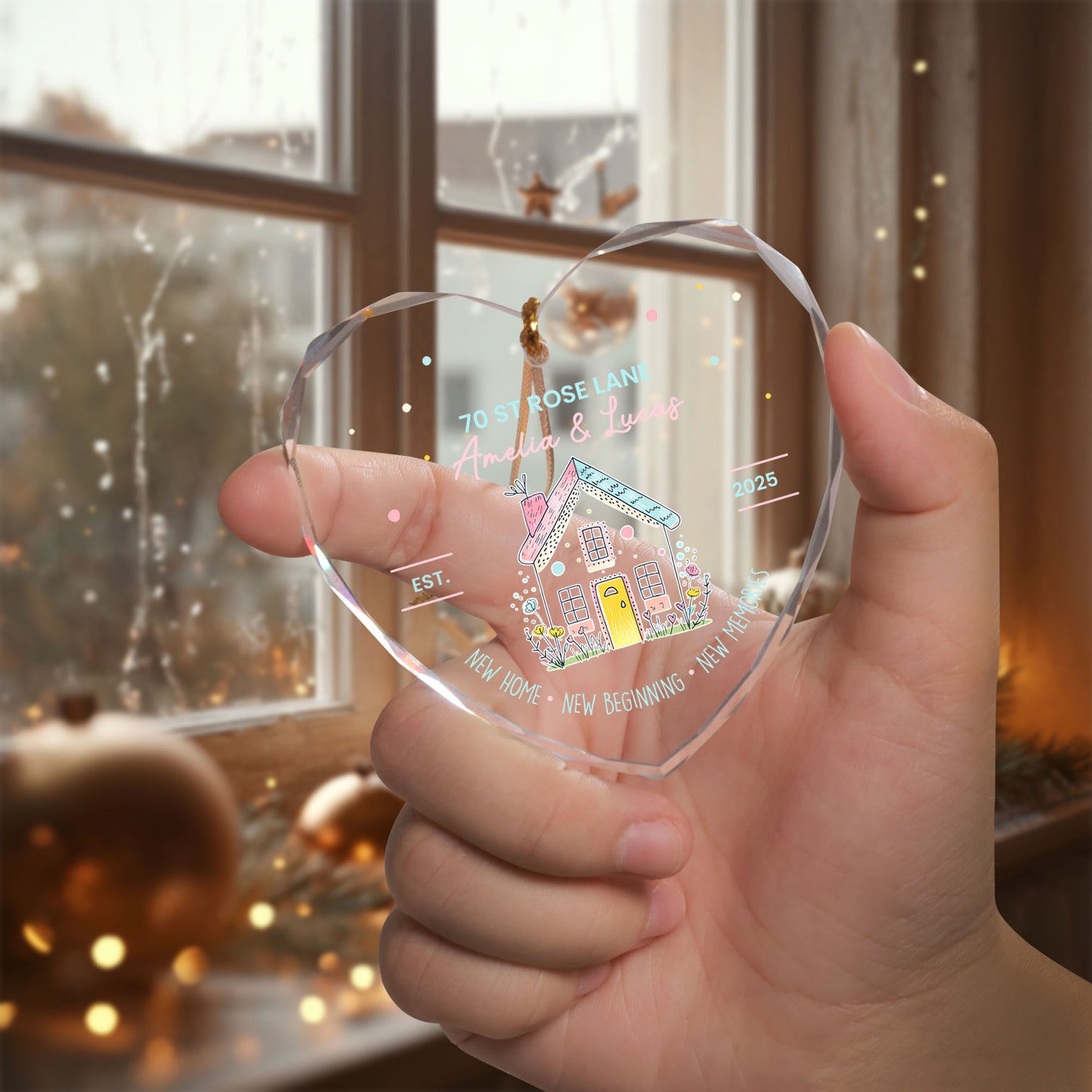 Personalized Christmas Ornaments, Heart Shaped Custom Ornaments For Couples Newlyweds