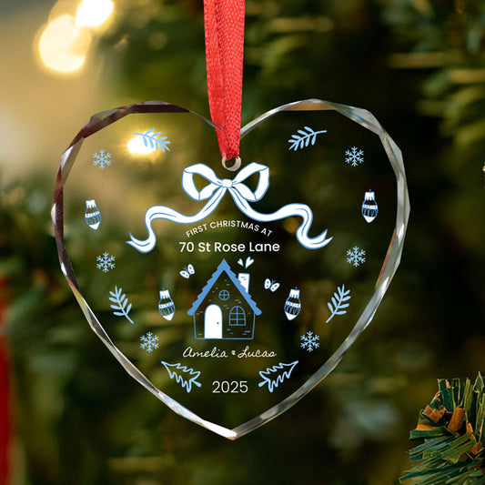 Personalized Couple Christmas Ornaments, Heart Shaped New Home Ornament