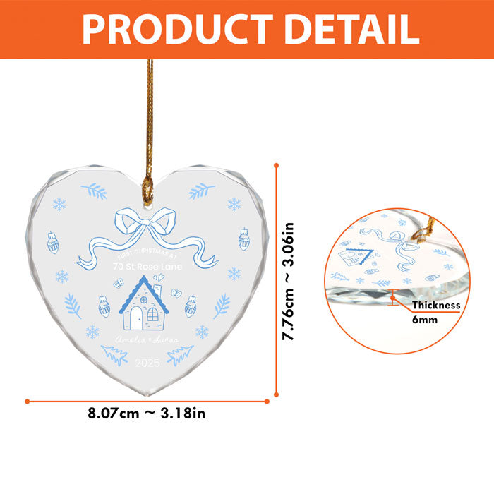 Personalized Couple Christmas Ornaments, Heart Shaped New Home Ornament
