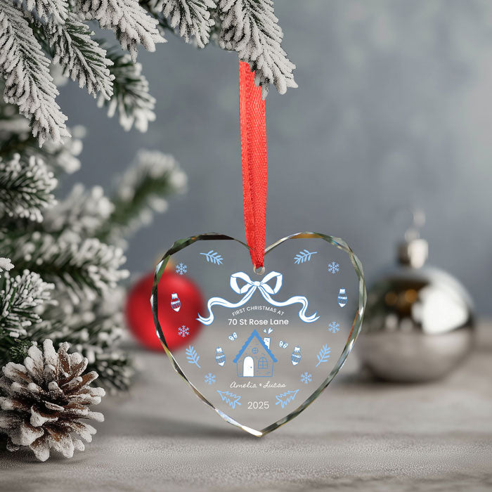 Personalized Couple Christmas Ornaments, Heart Shaped New Home Ornament