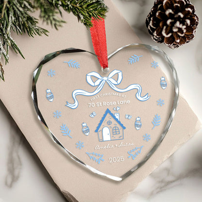 Personalized Couple Christmas Ornaments, Heart Shaped New Home Ornament