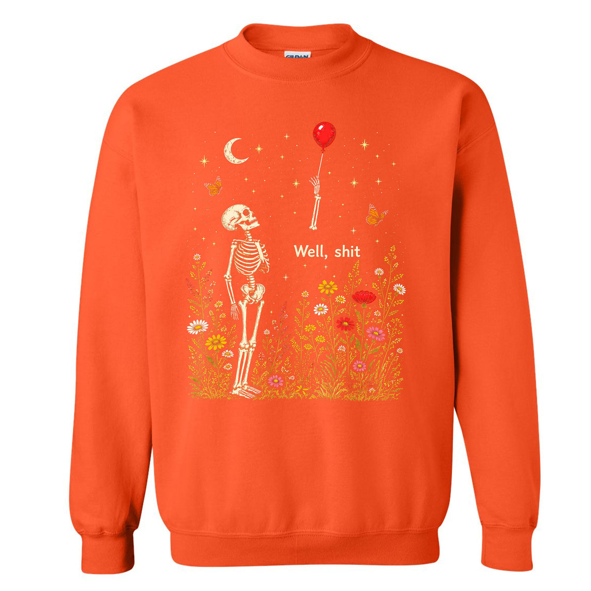 Skeleton Holding Red Balloon Graphic T-Shirt, Funny Halloween Inspired Skeleton Shirt, Spooky Season Casual Tee