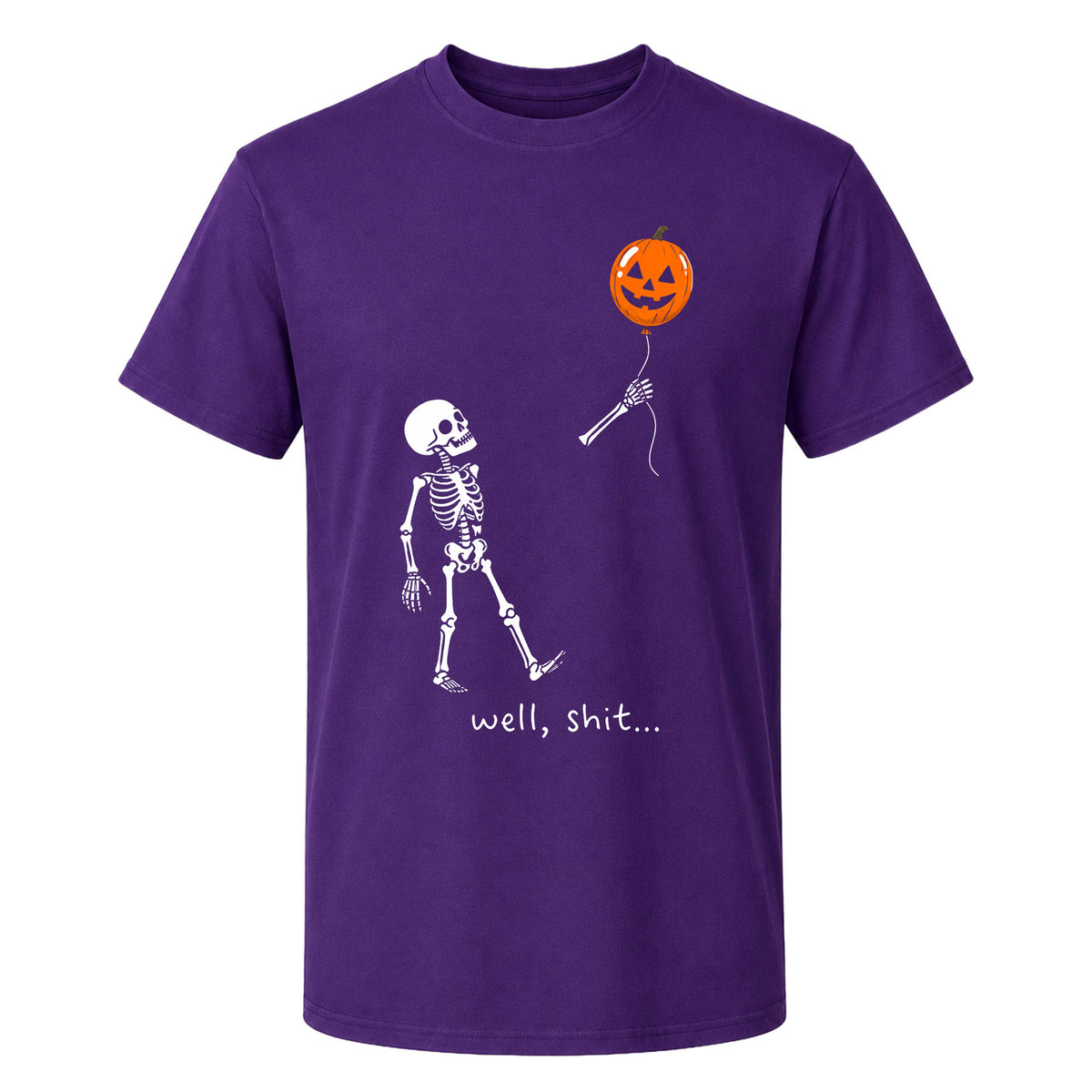 Skeleton Holding Red Balloon Graphic T-Shirt, Funny Halloween Inspired Skeleton Shirt, Spooky Season Casual Tee