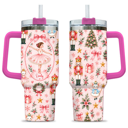 Personalized Nutcracker Ballet Tumbler 40oz, Custom Name Ballerina Cup, Christmas Gift for Girls