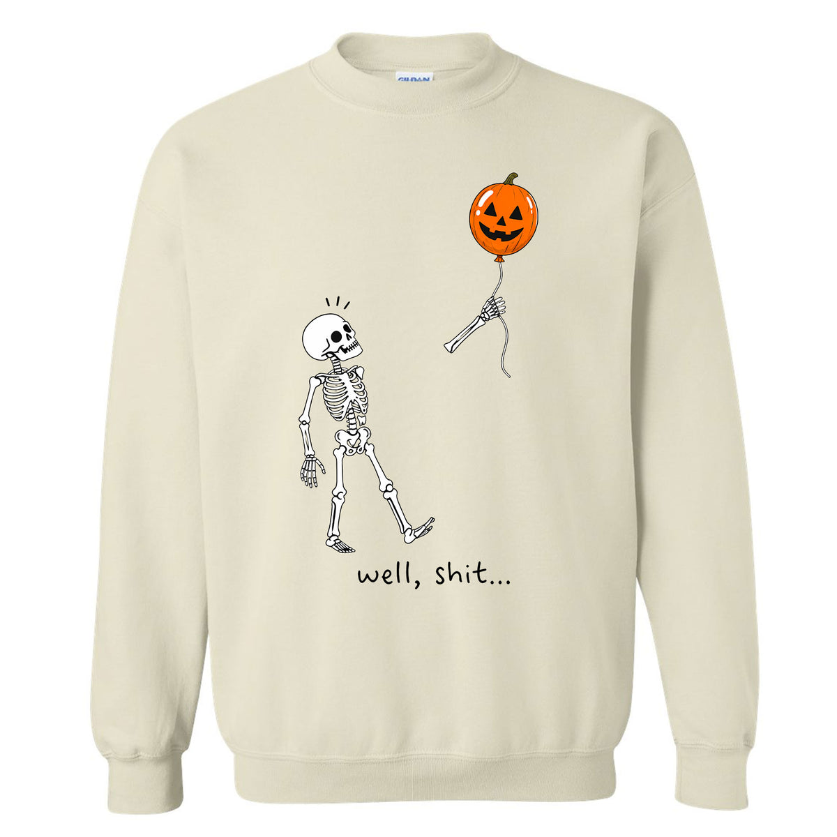 Skeleton Holding Red Balloon Graphic T-Shirt, Funny Halloween Inspired Skeleton Shirt, Spooky Season Casual Tee