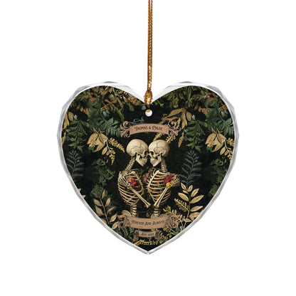 Skull Couple Ornaments For Christmas Decorations, Glass Keepsake Gifts For Him Her