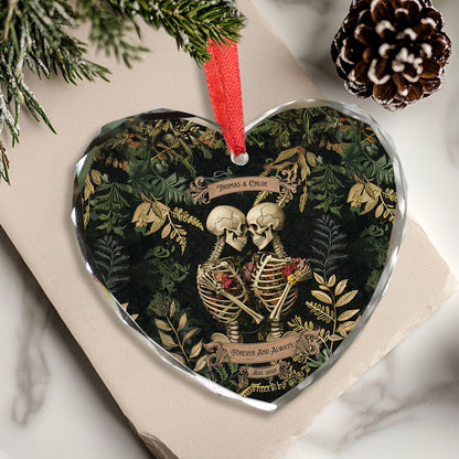 Skull Couple Ornaments For Christmas Decorations, Glass Keepsake Gifts For Him Her