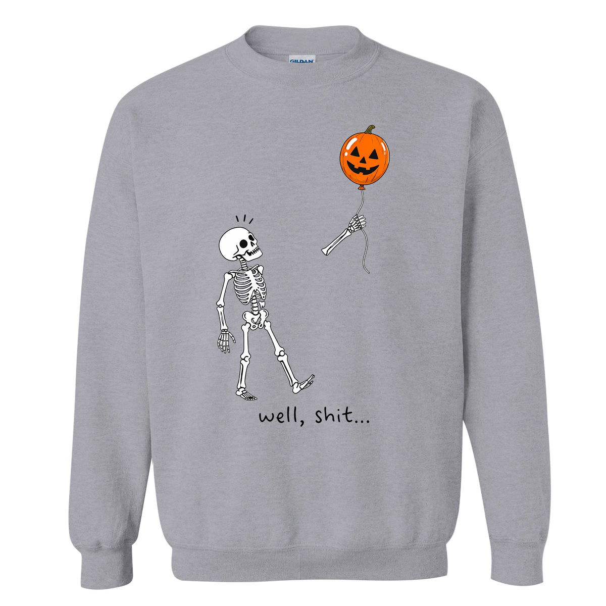 Skeleton Holding Red Balloon Graphic T-Shirt, Funny Halloween Inspired Skeleton Shirt, Spooky Season Casual Tee