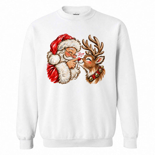 Funny Christmas Shirt  - Reindeer Santa Claus Boop T-shirt Sweatshirt - Trendy Christmas Gift for Friends, Self Gift