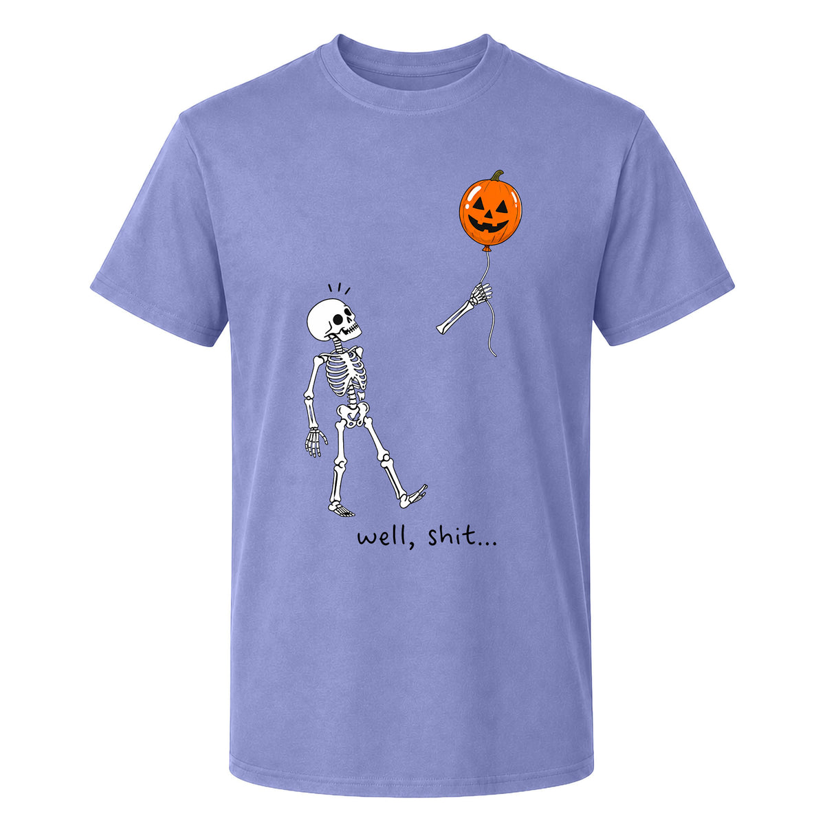 Skeleton Holding Red Balloon Graphic T-Shirt, Funny Halloween Inspired Skeleton Shirt, Spooky Season Casual Tee