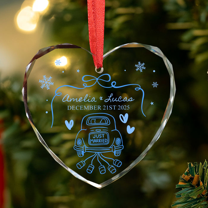 Personalized Christmas Ornaments For Couples, 1st Christmas Married Ornament 2025