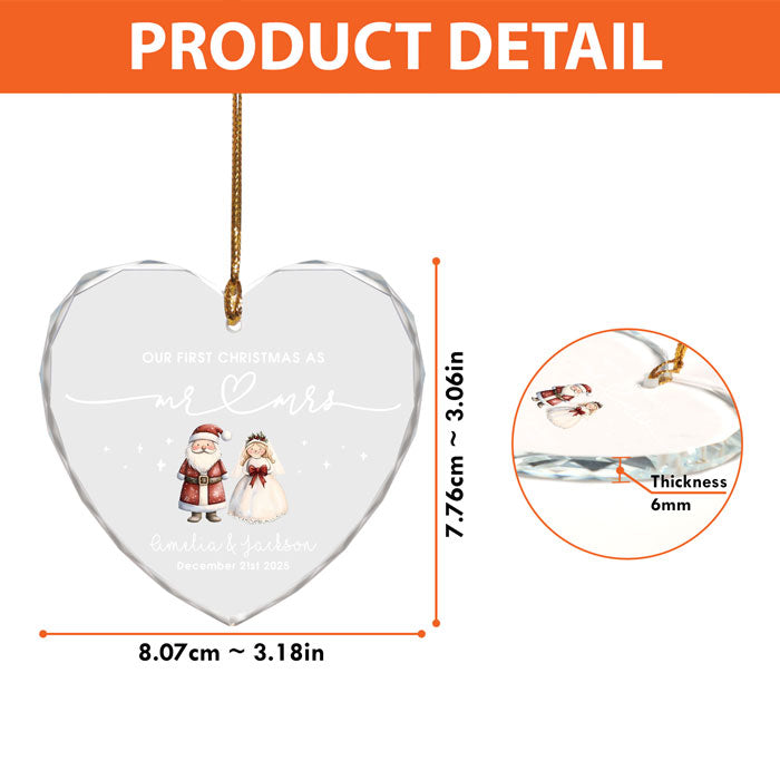 First Christmas Married Ornament Custom, Personalized Wedding Gifts For Couples 2025