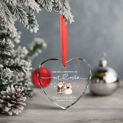 First Christmas Married Ornament Custom, Personalized Wedding Gifts For Couples 2025