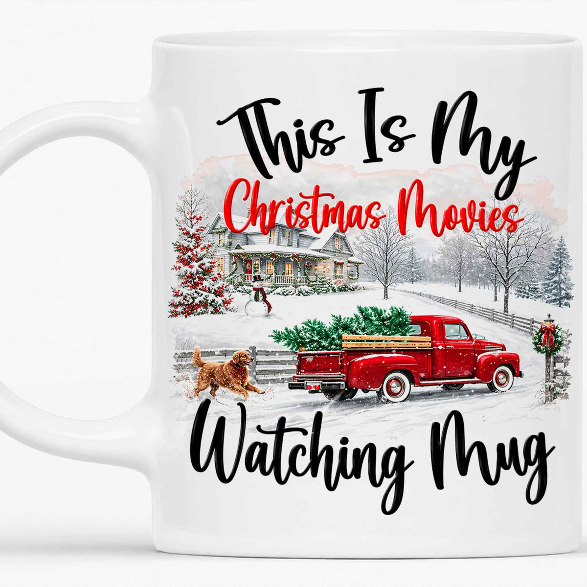 Christmas Movie Mug, Red Truck Christmas Tree Coffee Mug, Holiday Gift for Family