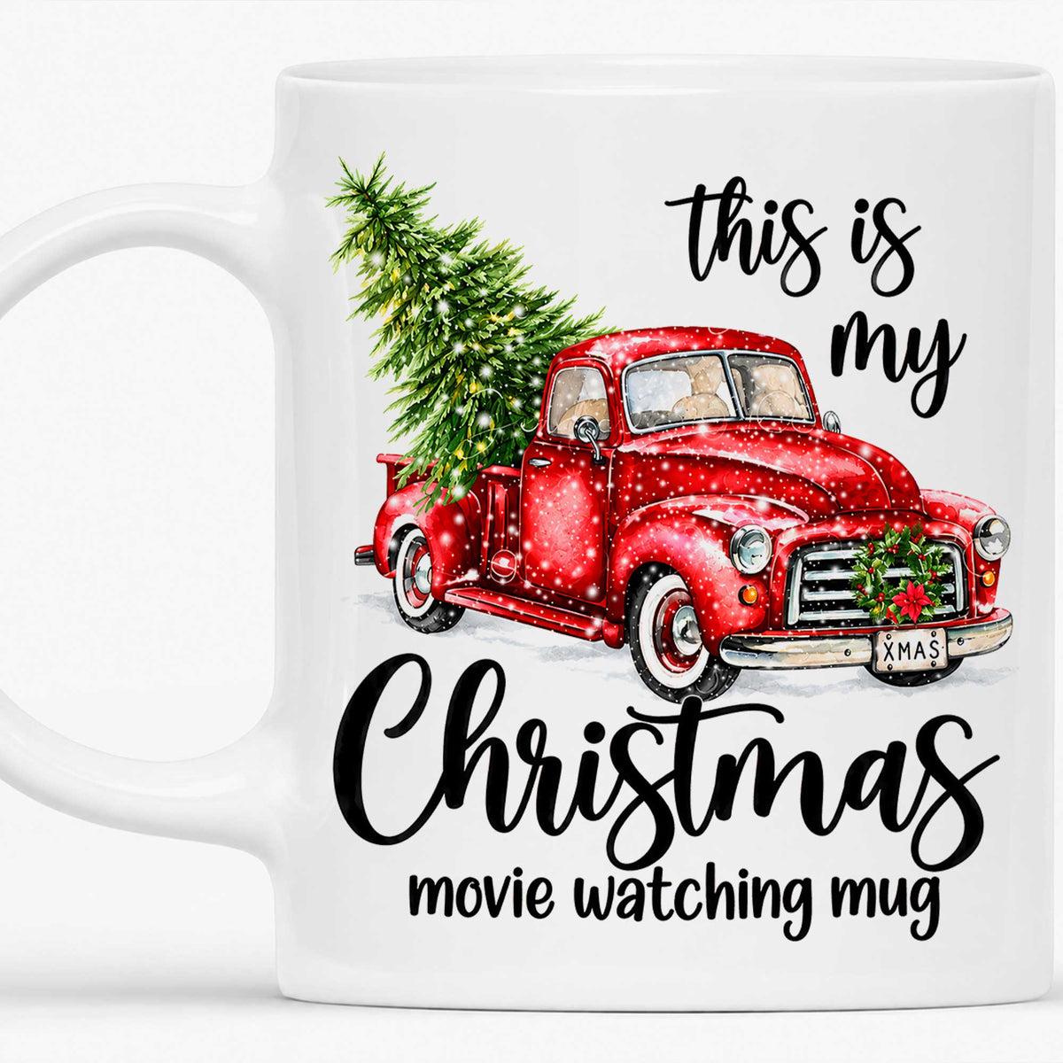 Christmas Movie Mug, Red Truck Christmas Tree Coffee Mug, Holiday Gift for Family