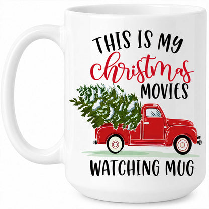 Christmas Movie Mug, Red Truck Christmas Tree Coffee Mug, Holiday Gift for Family