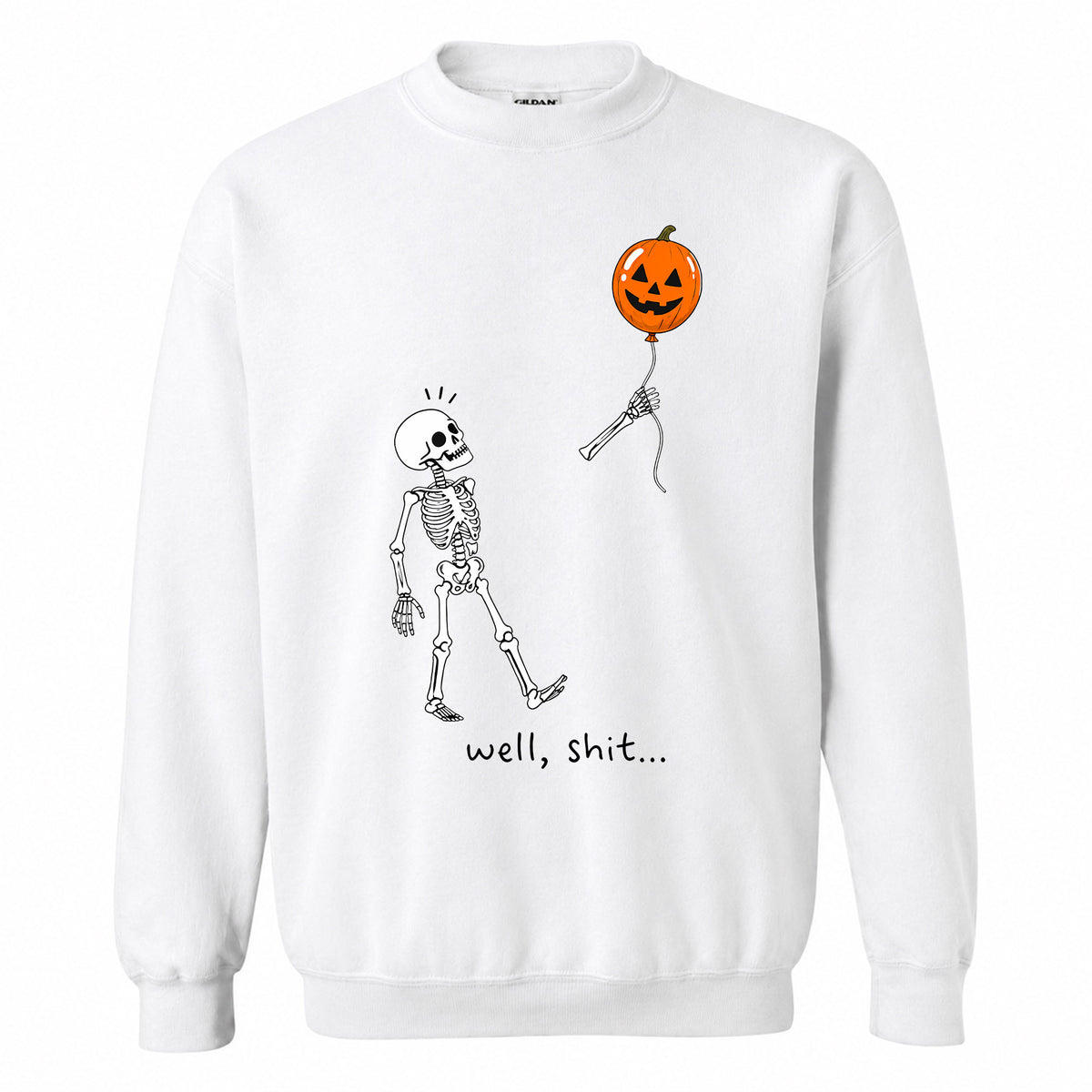 Skeleton Holding Red Balloon Graphic T-Shirt, Funny Halloween Inspired Skeleton Shirt, Spooky Season Casual Tee