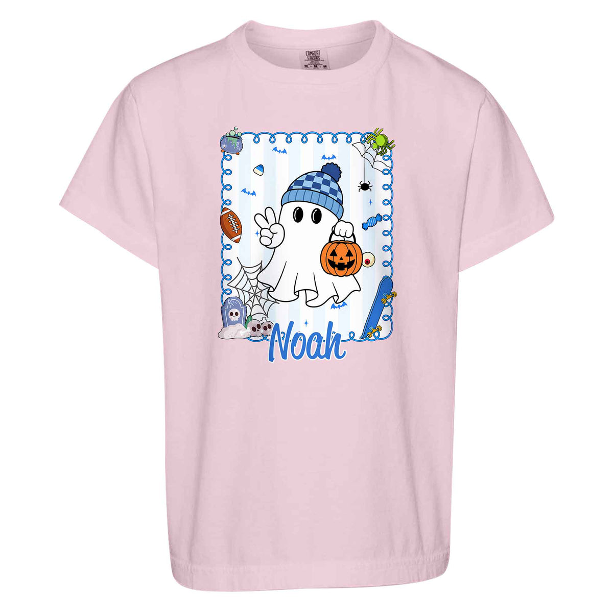 Personalized Halloween T-Shirt for Boys & Girls - Custom Name Ghost Pumpkin Shirt - Halloween Gift for Kids