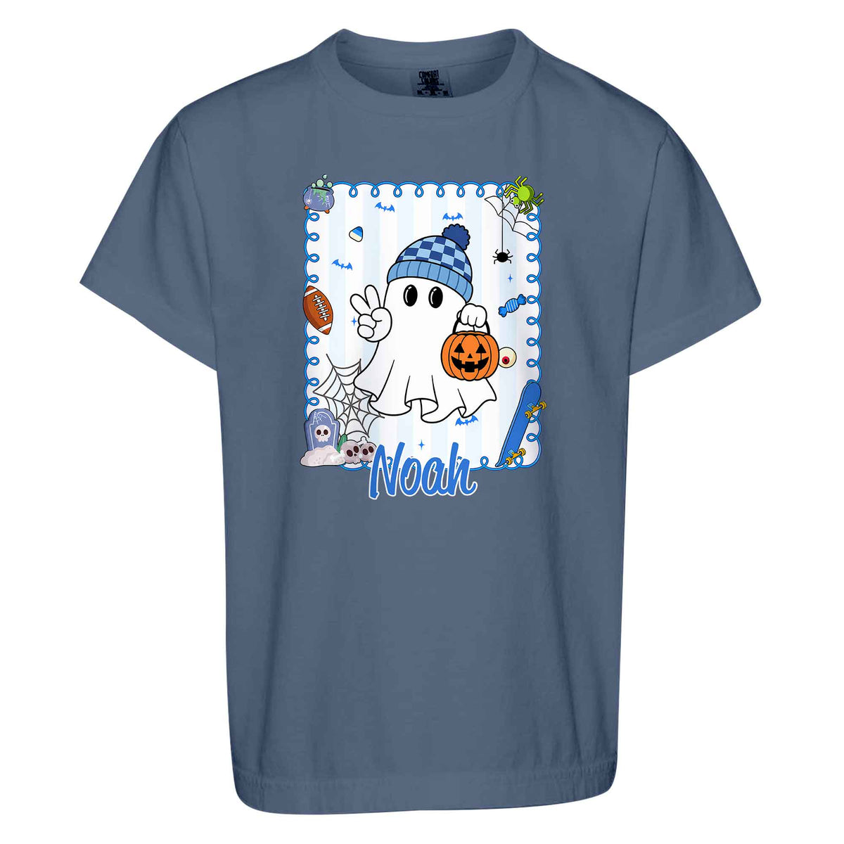 Personalized Halloween T-Shirt for Boys & Girls - Custom Name Ghost Pumpkin Shirt - Halloween Gift for Kids