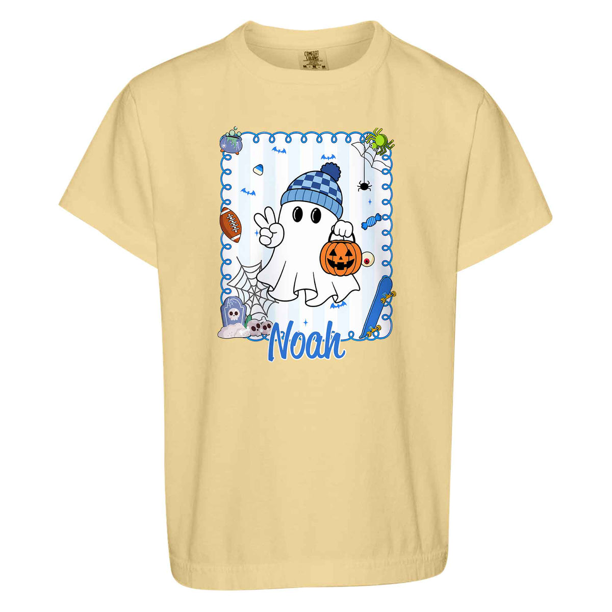 Personalized Halloween T-Shirt for Boys & Girls - Custom Name Ghost Pumpkin Shirt - Halloween Gift for Kids