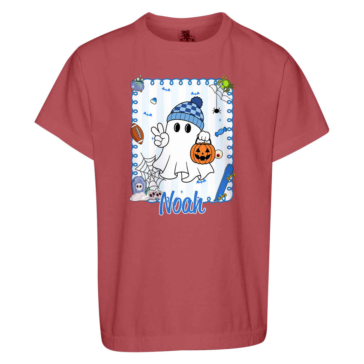Personalized Halloween T-Shirt for Boys & Girls - Custom Name Ghost Pumpkin Shirt - Halloween Gift for Kids