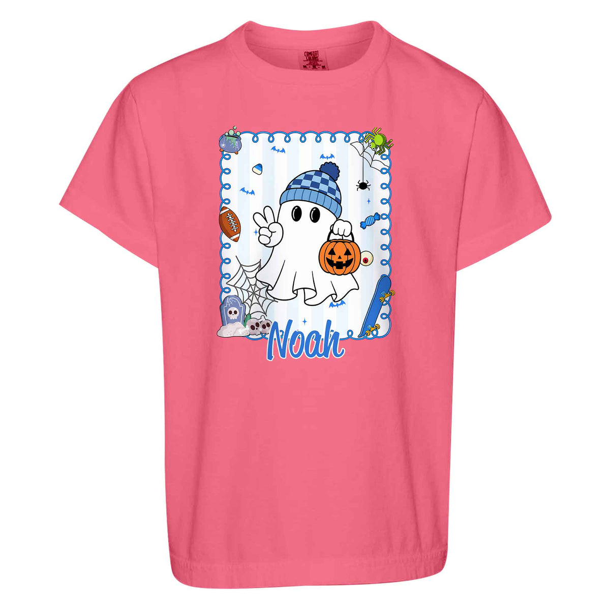 Personalized Halloween T-Shirt for Boys & Girls - Custom Name Ghost Pumpkin Shirt - Halloween Gift for Kids