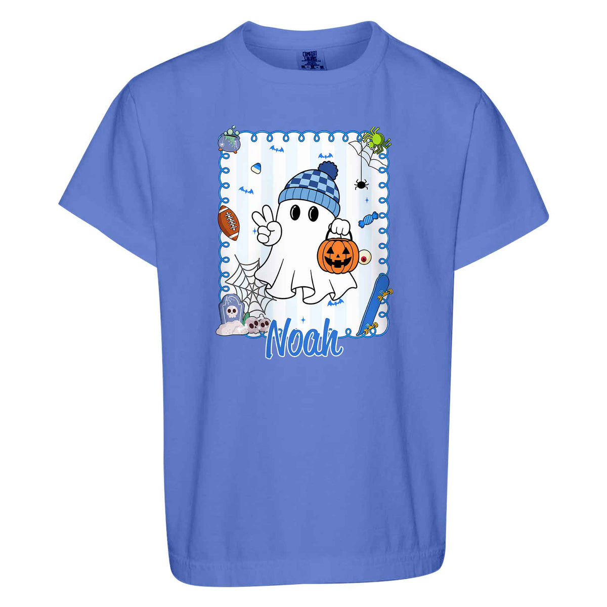 Personalized Halloween T-Shirt for Boys & Girls - Custom Name Ghost Pumpkin Shirt - Halloween Gift for Kids