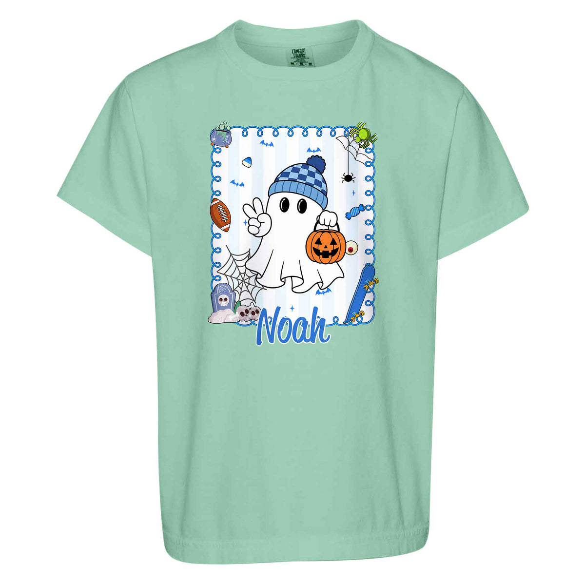 Personalized Halloween T-Shirt for Boys & Girls - Custom Name Ghost Pumpkin Shirt - Halloween Gift for Kids
