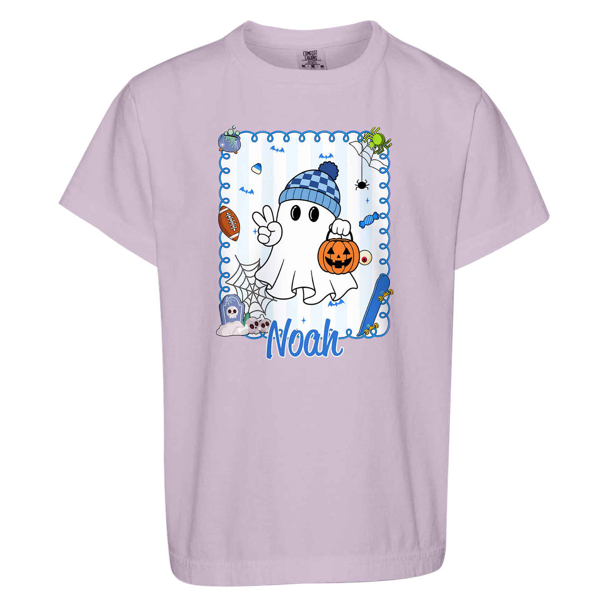 Personalized Halloween T-Shirt for Boys & Girls - Custom Name Ghost Pumpkin Shirt - Halloween Gift for Kids