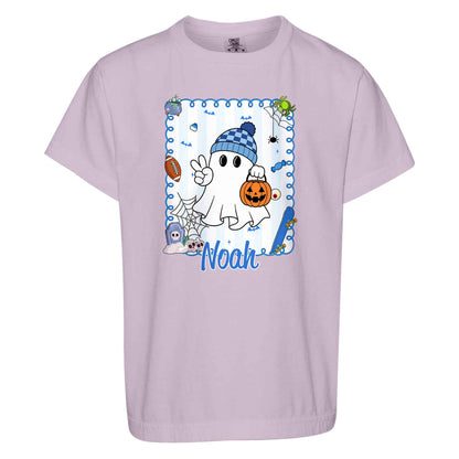 Personalized Halloween T-Shirt for Boys & Girls - Custom Name Ghost Pumpkin Shirt - Halloween Gift for Kids