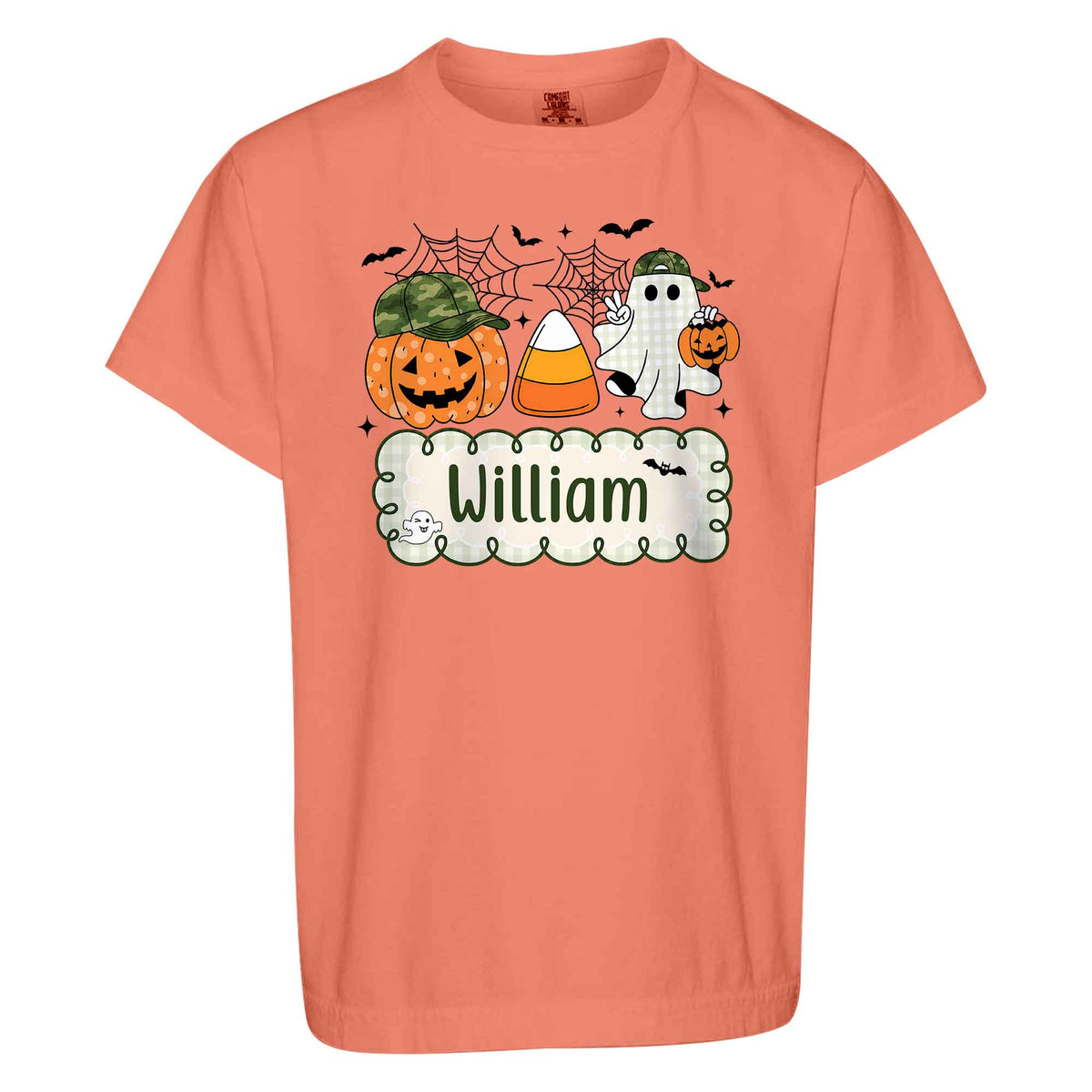 Personalized Halloween Kids Shirt - Custom Name Pumpkin Ghost T-Shirt - Cute Spooky Halloween Outfit for Kids