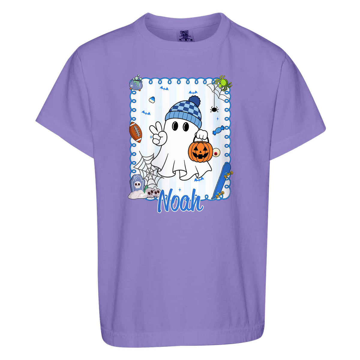Personalized Halloween T-Shirt for Boys & Girls - Custom Name Ghost Pumpkin Shirt - Halloween Gift for Kids