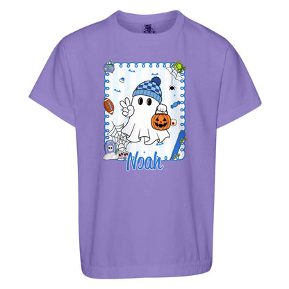 Personalized Halloween T-Shirt for Boys & Girls - Custom Name Ghost Pumpkin Shirt - Halloween Gift for Kids