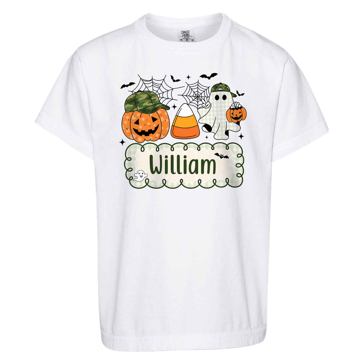 Personalized Halloween Kids Shirt - Custom Name Pumpkin Ghost T-Shirt - Cute Spooky Halloween Outfit for Kids