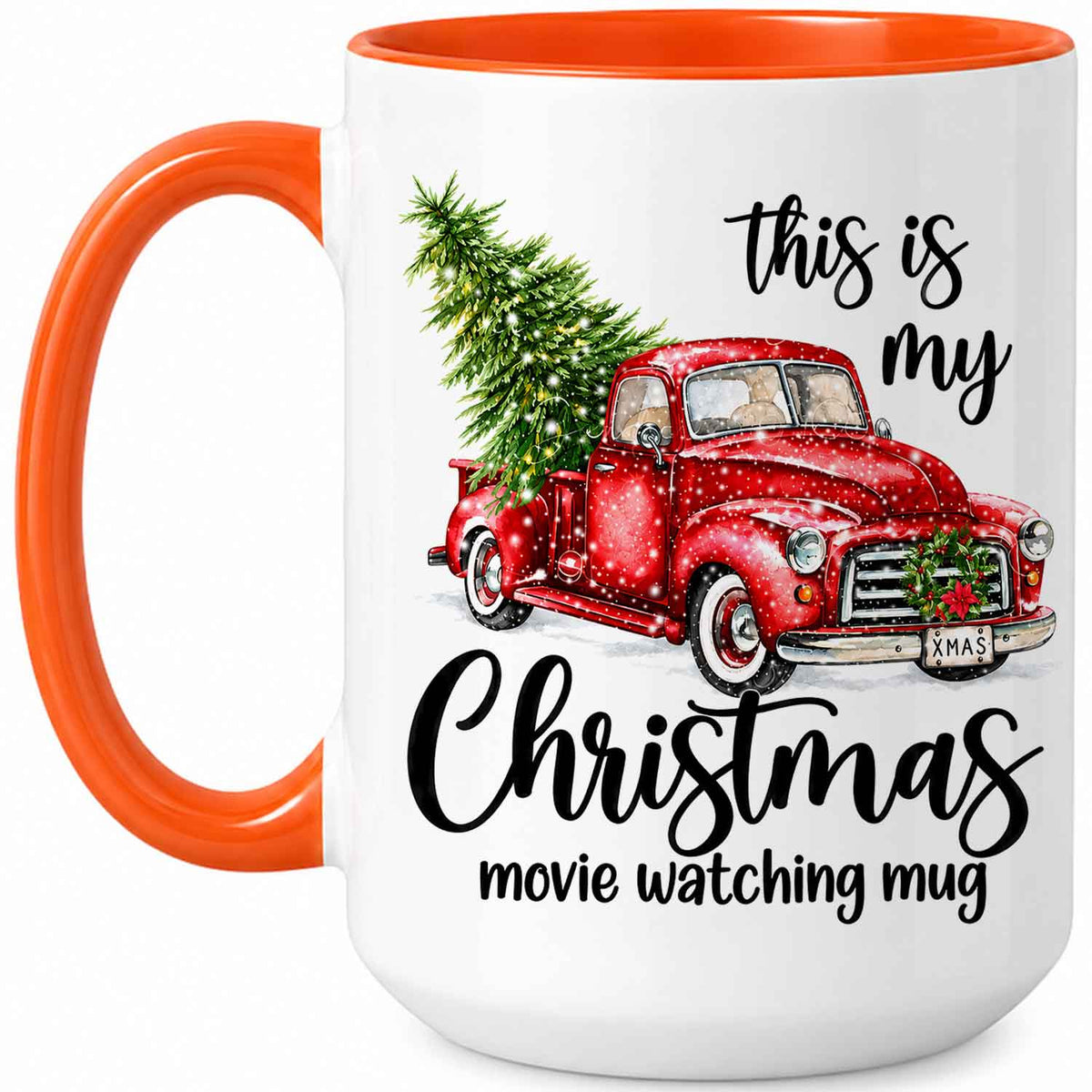 Christmas Movie Mug, Red Truck Christmas Tree Coffee Mug, Holiday Gift for Family