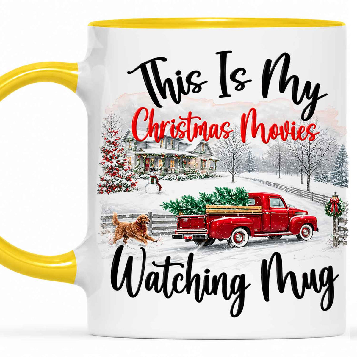Christmas Movie Mug, Red Truck Christmas Tree Coffee Mug, Holiday Gift for Family