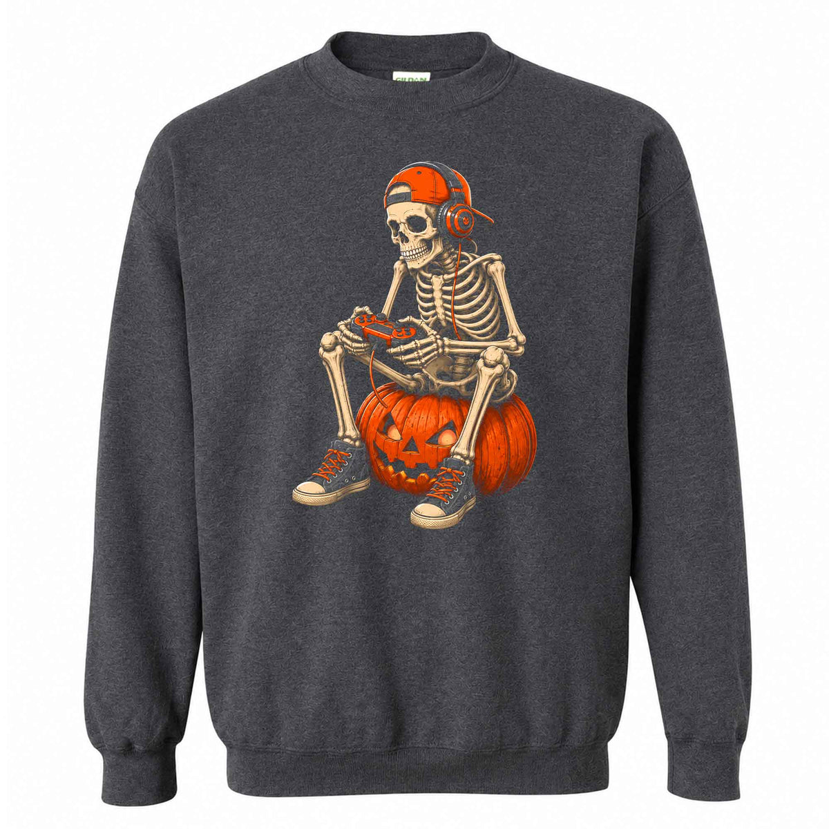 Skeleton Gamer Halloween Sweatshirt, Boys Pumpkin Gaming Shirt, Funny Halloween Gift