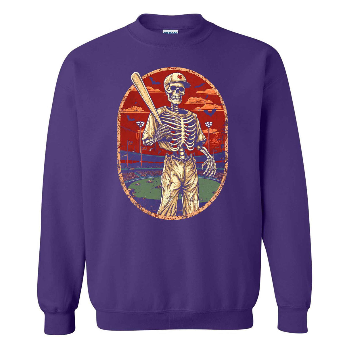 Baseball Skeleton Graphic Halloween Sweatshirt, Spooky Baseball Player Shirt, Funny Halloween Gift