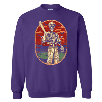 Baseball Skeleton Graphic Halloween Sweatshirt, Spooky Baseball Player Shirt, Funny Halloween Gift