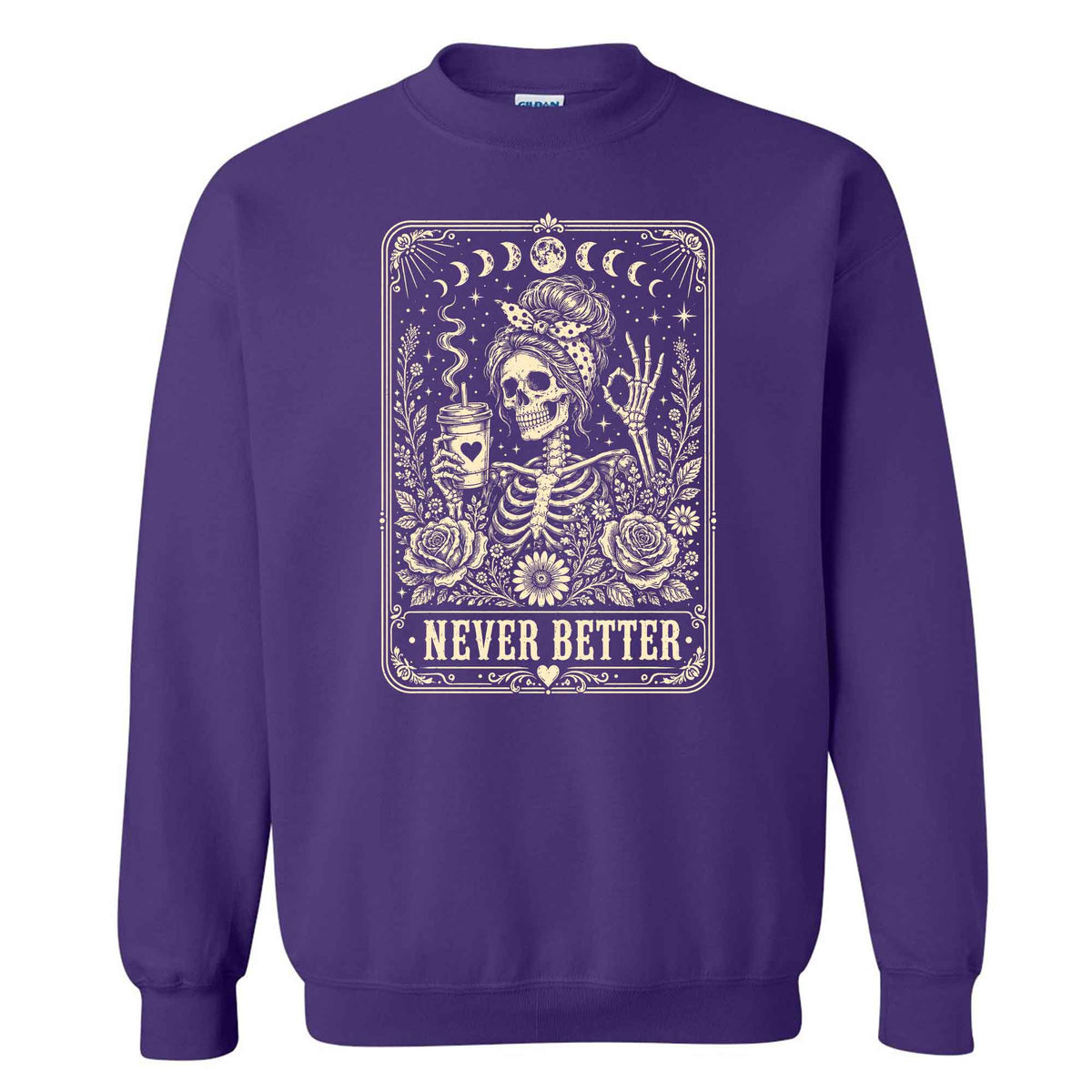 Funny Skeleton Coffee Halloween Sweatshirt, Never Better Graphic, Halloween Gift
