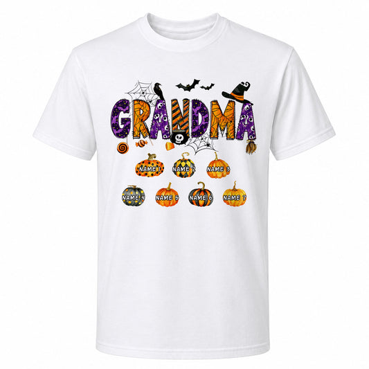 Personalized Grandma Halloween Shirt & Sweater, Custom Ghost Family T-Shirt, Halloween Grandma Gift, Spooky Family Shirt