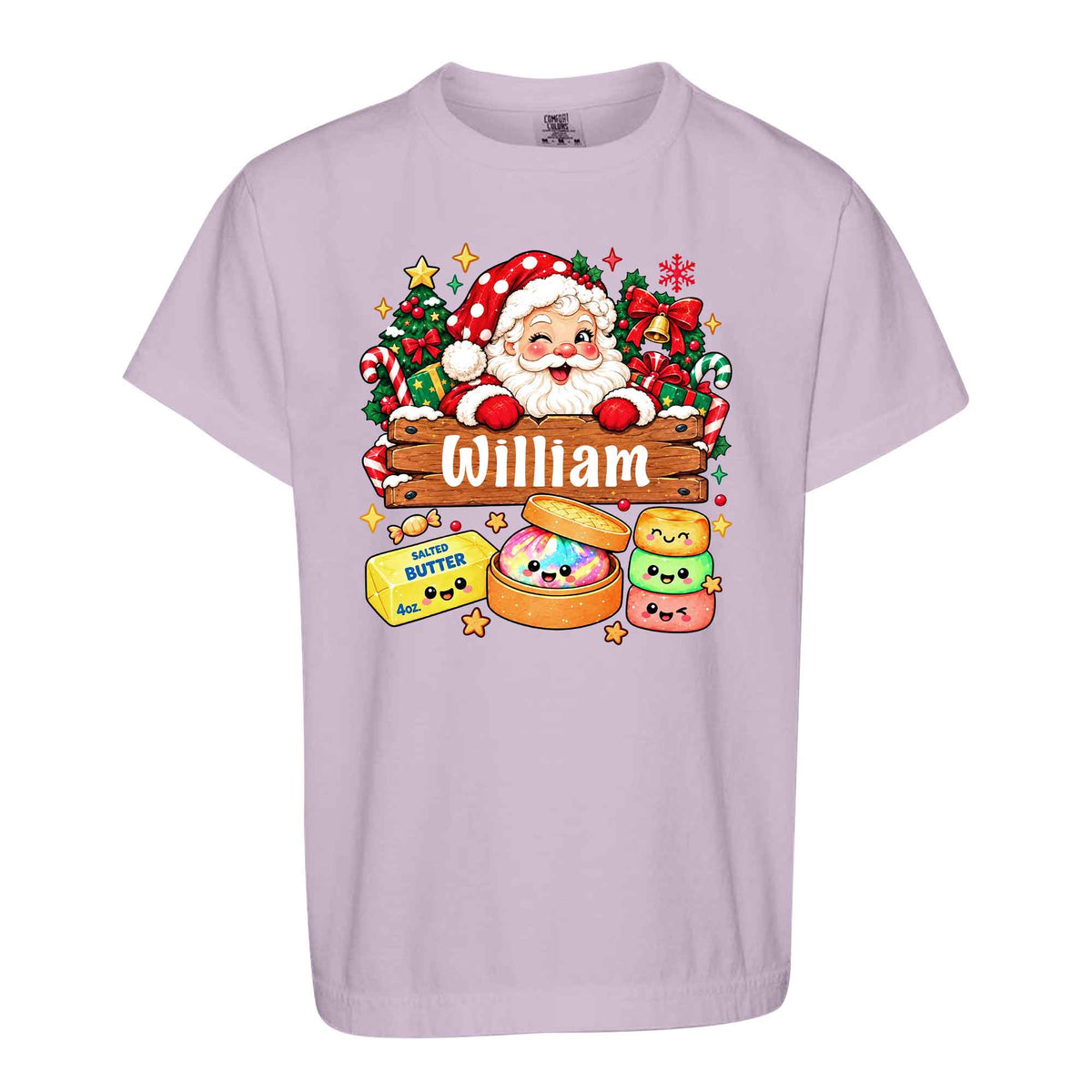 Personalized Squishy Christmas Shirt, Custom Name Santa Graphic Tee, Christmas Gift for Kids
