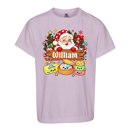 Personalized Squishy Christmas Shirt, Custom Name Santa Graphic Tee, Christmas Gift for Kids