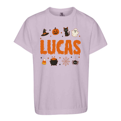Personalized Halloween Sweatshirt, Custom Name Spooky Ghost Pumpkin, Halloween Gift for Boy & Girl