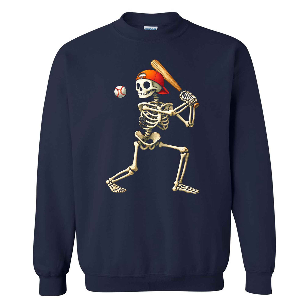 Baseball Skeleton Graphic Halloween Sweatshirt, Spooky Baseball Player Shirt, Funny Halloween Gift