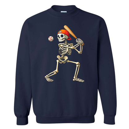 Baseball Skeleton Graphic Halloween Sweatshirt, Spooky Baseball Player Shirt, Funny Halloween Gift