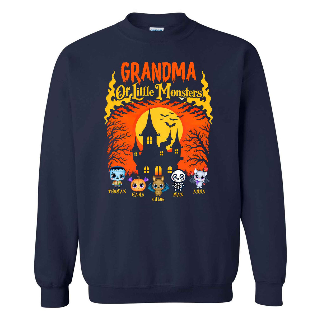 Personalized Grandma Monster Halloween Sweatshirt, Custom Characters & Names Halloween Family Gift