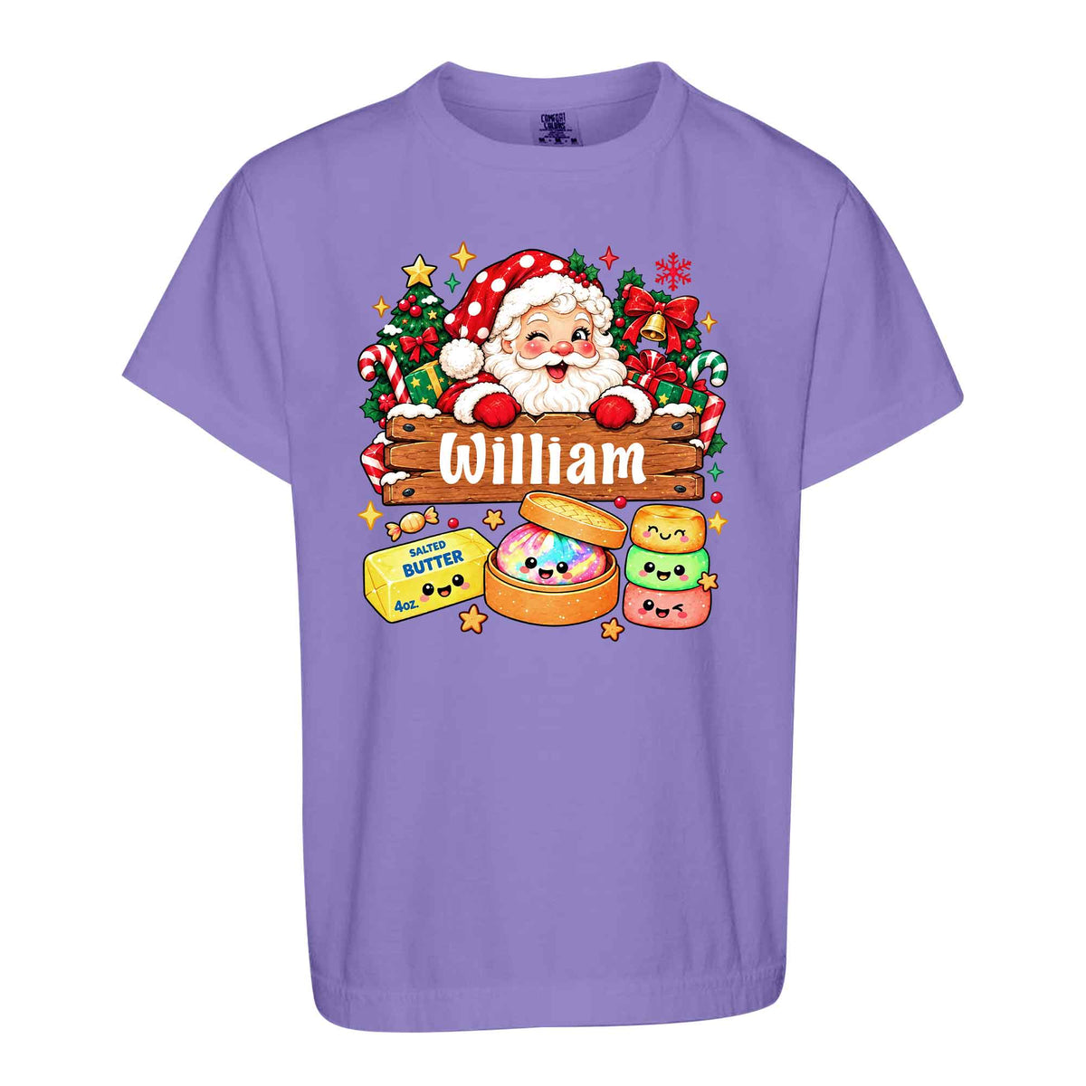 Personalized Squishy Christmas Shirt, Custom Name Santa Graphic Tee, Christmas Gift for Kids