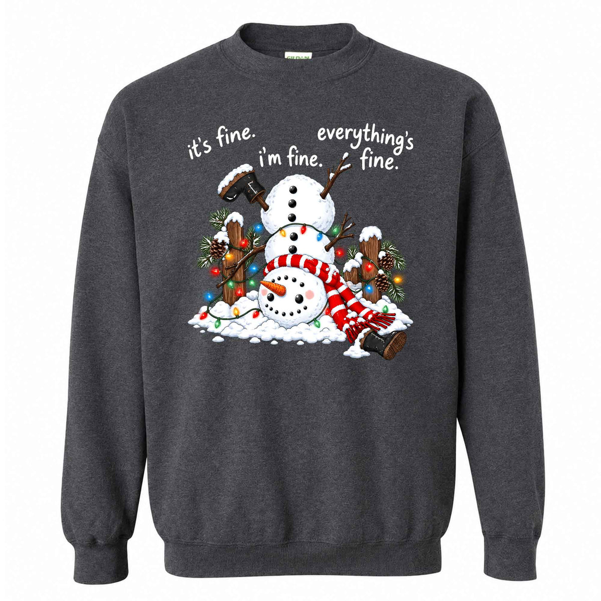 Funny Snowman Christmas Sweatshirt, Everything Is Fine Holiday Graphic Tee, Christmas Gift